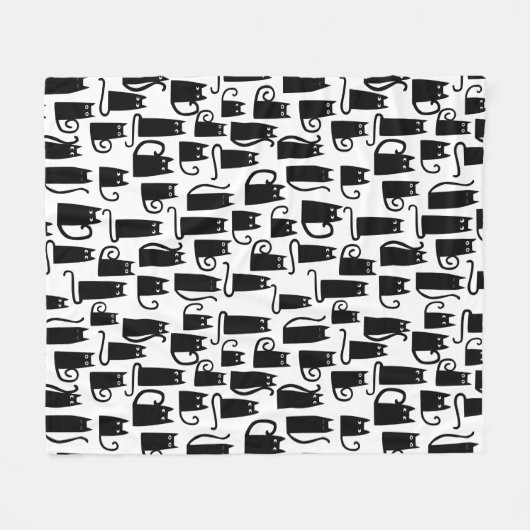 Couverture Polaire Chat noir mignon (Devant (Horizontal))