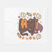 Couverture Polaire Chat noir mignon avec Casquette sorcier - Kawaii H (Devant (Horizontal))