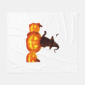 Couverture Polaire Chat noir mignon avec sorcière Casquette, chauves- (Devant (Horizontal))