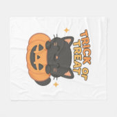 Couverture Polaire Chat noir mignon avec yeux verts brillants sur Cit (Devant (Horizontal))