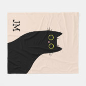 Couverture Polaire Chat noir mignon dans le style Mid Century (Devant (Horizontal))