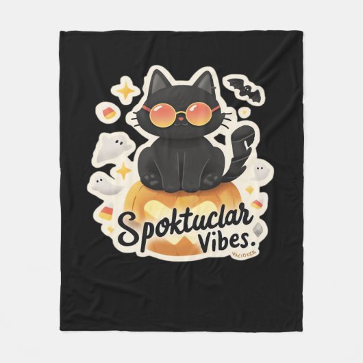 Couverture Polaire Chat noir mignon Halloween Citrouille T-shirt surd (Devant)