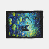Couverture Polaire Chat Noir Monets Chat Nymphéa (Devant (Horizontal))
