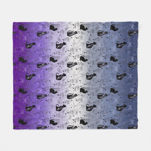 Couverture Polaire Chat noir Pride Bouton Lesbienne - Mystical Witchy (Devant (Horizontal))