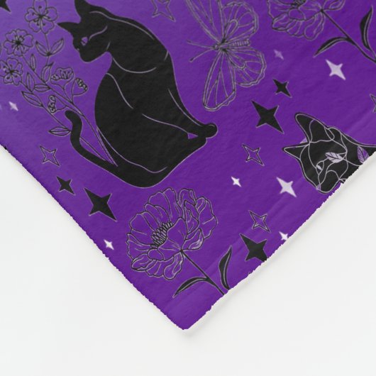Couverture Polaire Chat noir Pride Bouton Lesbienne - Mystical Witchy (Coin)