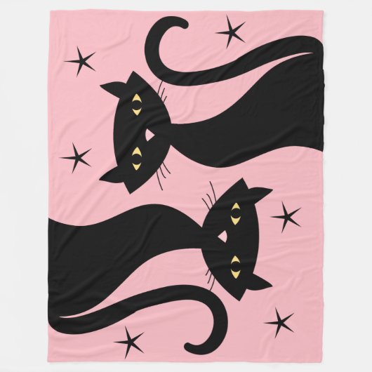 Couverture Polaire Chat noir rétro (Devant)