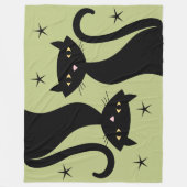 Couverture Polaire Chat noir rétro, blaireau (Devant)