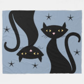 Couverture Polaire Chat noir rétro, bleu (Devant (Horizontal))
