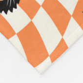 Couverture Polaire Chat noir rétro Motif chèque orange (Coin)