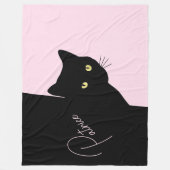 Couverture Polaire Chat noir rusé rose (Devant)