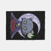 Couverture Polaire Chat noir vampire Dracula et feu magique pour (Devant (Horizontal))