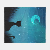 Couverture Polaire Chat nuit étoilée (Devant (Horizontal))