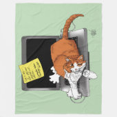 Couverture Polaire Chat Orange Drôle Ordinateur Portable Vert Travail (Devant)
