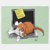 Couverture Polaire Chat Orange Drôle Ordinateur Portable Vert Travail (Devant (Horizontal))