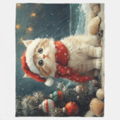 Couverture Polaire Chat Persan Noël Vintage Plage (Devant)