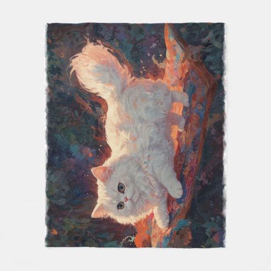 Couverture Polaire Chat persan sur un tapis volant (Devant)
