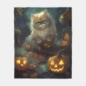 Couverture Polaire Chat perse d'Halloween avec effroi Citrouille (Devant)