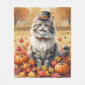 Couverture Polaire Chat Perse En Automne Feuilles Thanksgiving Art (Devant)