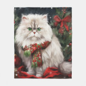 Couverture Polaire Chat perse en Noël de neige (Devant)