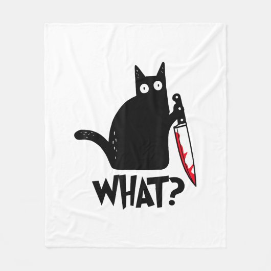 Couverture Polaire Chat Qu'est-ce que_ Drôle Chat Noir  (Devant)