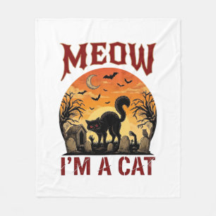 Couverture Polaire Chat qui miaule Halloween noir cimetière_1