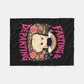 Couverture Polaire Chat qui part en flatulence arc-en-ciel fleurs drô (Devant (Horizontal))