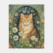 Couverture Polaire Chat rouge dans le jardin Art nouveau (Devant)