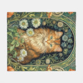 Couverture Polaire Chat rouge dans le jardin Art nouveau (Devant (Horizontal))