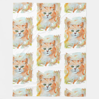 Couverture Polaire Chat Rouge Humour magique Aquarelle Mystique
