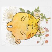 Couverture Polaire Chat roux endormi (Devant (Horizontal))