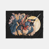Couverture Polaire Chat Samurai Chat japonais Anime Ninja (Devant (Horizontal))
