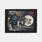 Couverture Polaire Chat Samurai Japonais Retro Chat Fighter Moon Ukiy (Devant (Horizontal))