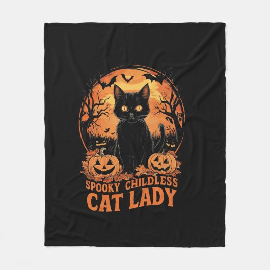 Couverture Polaire Chat sans enfant Lady Halloween élection sorcière (Devant)