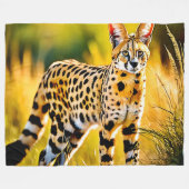 Couverture Polaire Chat Serval De Savannah Africaine (Devant (Horizontal))