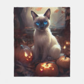 Couverture Polaire Chat Siamais Halloween Avec Peur Citrouille (Devant)
