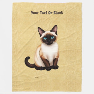 Couverture Polaire Chat Siamois Sur Vieux Papier
