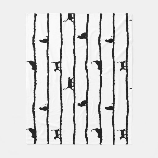 Couverture Polaire Chat Silhouette rayures Abstrait main tiré Motif (Devant)