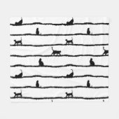 Couverture Polaire Chat Silhouette rayures Abstrait main tiré Motif (Devant (Horizontal))