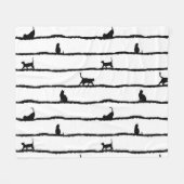 Couverture Polaire Chat Silhouette rayures Abstrait main tiré Motif (Devant (Horizontal))
