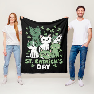 Couverture Polaire Chat St Patrick's Day Drôle Catrick's Day
