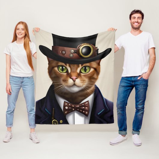 Couverture Polaire Chat Steampunk (En situation)