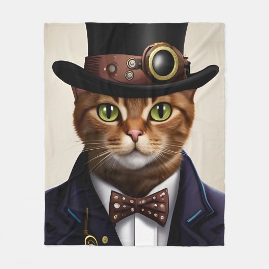 Couverture Polaire Chat Steampunk (Devant)