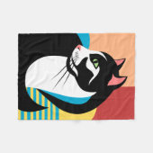 Couverture Polaire Chat stylisé coloré (Devant (Horizontal))