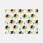 Couverture Polaire Chat sur la lune (Devant (Horizontal))