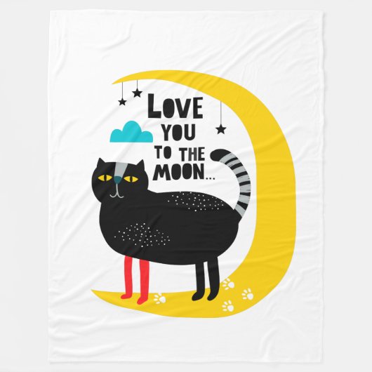 Couverture Polaire Chat sur la lune (Devant)