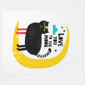 Couverture Polaire Chat sur la lune (Devant (Horizontal))