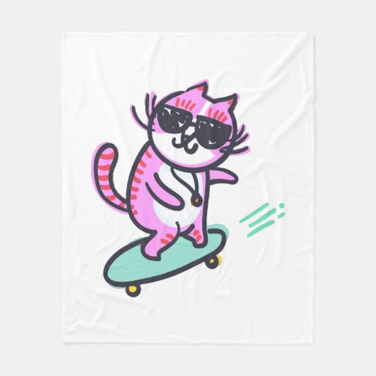 COUVERTURE POLAIRE CHAT SUR UN SKATEBOURG (Devant)