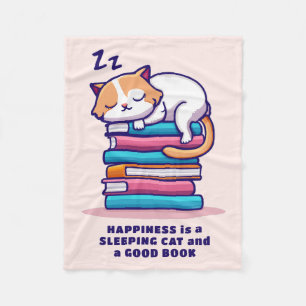 Couverture Polaire Chat sur une pile de livres Cute Personnalisé Litt