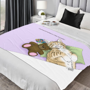 Couverture Polaire Chat Tabby Dormant Confort Douillet Lavande
