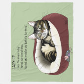 Couverture Polaire Chat Tabby Laziness Sarcastique Vert Sauge Sage (Devant)